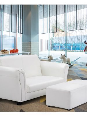 COSTWAY Sofa Set with Two Seats, Armrests, And Footstool, Certified for Safety
