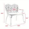 [Heavy-Duty Outdoor Bench] Heavy-Duty Cast Aluminum Outdoor Bench with Elegant Black Wrought Iron-Like Design - Heavy-Duty Garden, Patio, Park Bench - All-Weather & Rustproof - Sturdy Curved Backrest & Footrest - Easy Assembly for Deck, Lawn, Front Porch - Modern Outdoor Furniture with Butterfly Patterns - Smooth Edges for - Comfortable & Stable - Durable Cast Aluminum - Black