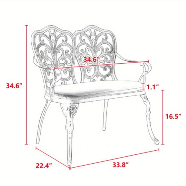 [Heavy-Duty Outdoor Bench] Heavy-Duty Cast Aluminum Outdoor Bench with Elegant Black Wrought Iron-Like Design - Heavy-Duty Garden, Patio, Park Bench - All-Weather & Rustproof - Sturdy Curved Backrest & Footrest - Easy Assembly for Deck, Lawn, Front Porch - Modern Outdoor Furniture with Butterfly Patterns - Smooth Edges for - Comfortable & Stable - Durable Cast Aluminum - Black
