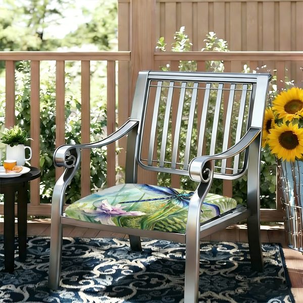 product-open-dbf5fbf1e70647caabf5c4be40b0bd17-goods 1pc Silent Winged Dragonfly Pattern Courtyard Chair Seat Cushion, Indoor And Outdoor Seat Cushions, Back Cushions, Size 19.7*17.7*1.57inch, Suitable for Garden Chairs, Office Chairs And Floor Seats. Soft And Comfortable