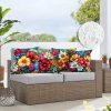 4pcs Set Vibrant Floral Print Outdoor Patio Sofa Cushions - Zippered Design, Machine Washable, Suitable for Summer Leisure and Seaside Decor, Outdoor Sofa Accessories | Vibrant Sofa Accents | Durable Outdoor Fabric