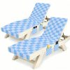 product-open-dcd7de5835b746b6895cf3cadaf4a4b0-goods Lounge Chaise Chair Towel Covers Pack of 2, Beach Chair Cover with 3 Pockets for Pool Outdoor Beach Garden Patio Trips, 85 X30in (Blue Checkerboard)
