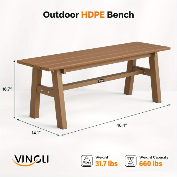 Iron Frame Teak Gray Green HDPE Bench 47in