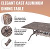 9pcs Cast Aluminum Outdoor Patio Dining Set - Ornate Scrollwork Design, Weather-Resistant Rust-Proof Frame, Square Table & 6 Cushioned Chairs, Suitable for Garden, Backyard & Poolside
