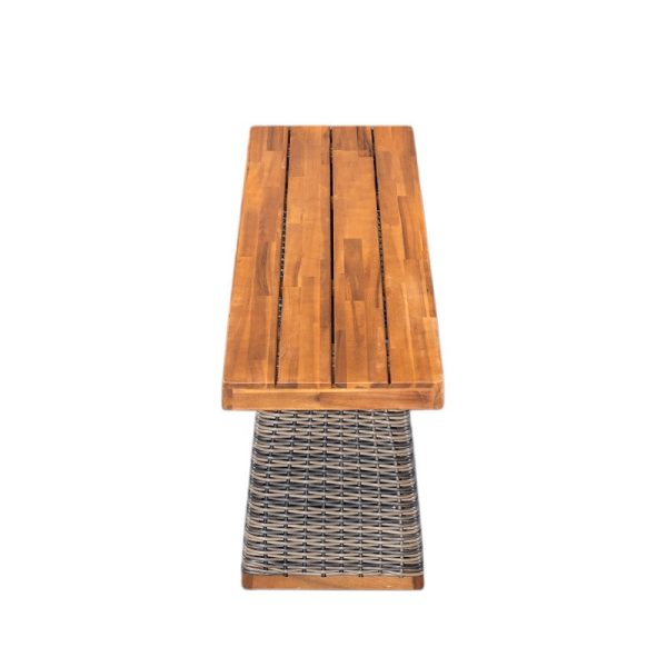 product-open-ddbf8c9c304045b88a2e61e7f62bd705-goods Outdoor 1pc Acacia Wood Bench, Teak Finish+ Grey Wicker