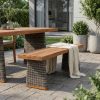 product-open-ddfe8f56d9b14bd5b3703b4e583fbaa5-goods Outdoor 1pc Acacia Wood Bench, Teak Finish+ Grey Wicker