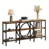 product-open-de78f9777b804c6486ba825134ca8644-goods Industrial Farmhouse Console Table - Extra Long 66.9 Inch Narrow Sofa Table with 3-Tier Reclaimed Wood Shelves & Sturdy Metal Frame, Space-Saving Storage Cabinet for Entryway, Hallway, Living Room - Easy Assembly, 50lb/Shelf Capacity, Entryway Organizer | Industrial Chic | Elevated Metal Legs
