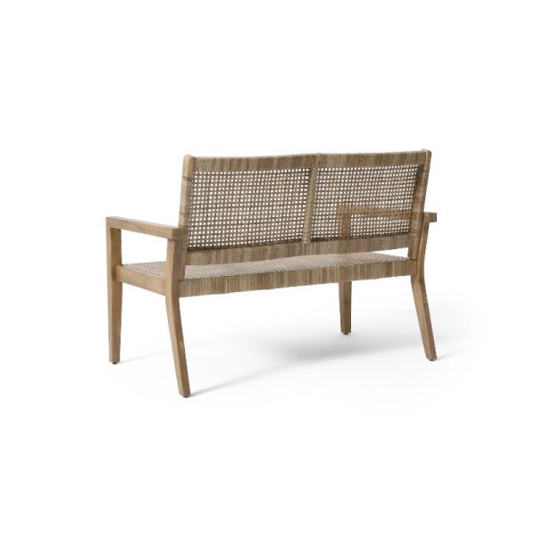 product-open-de99db16d541407e972c867120ad6f83-goods Urban Rustic Outdoor Wicker And Acacia Wood Loveseat, Light Multibrown And Light Brown, 34'' H X 5'' X 27.25'' D
