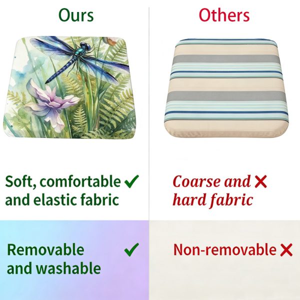 product-open-debd1942c2c14f2195d8c219753d1020-goods 1pc Silent Winged Dragonfly Pattern Courtyard Chair Seat Cushion, Indoor And Outdoor Seat Cushions, Back Cushions, Size 19.7*17.7*1.57inch, Suitable for Garden Chairs, Office Chairs And Floor Seats. Soft And Comfortable