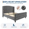 product-open-dfba6b4b06bd4a86959385c9c9b5e7ce-goods Modern Queen Platform Bed Frame with Wingback Headboard - Cream Beige Suede Upholstery, Deep Button Tufted, Sturdy Slats & Noise-Free Base, No Box Spring Required, Easy Assembly Suitable for Luxury Bedroom Furniture