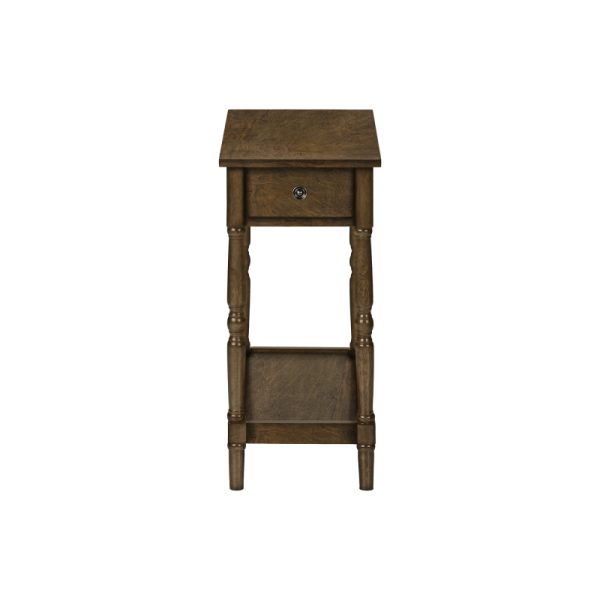 product-open-e0086a271b444d41a2acb57c6617c2cc-goods Accent Table 2 Tier End Side Table Nightstand Bedroom Narrow Lamp Storage Drawer Brown Veneer Traditional