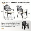 [2pcs Set] Antique Bronze Black Cast Aluminum Rustproof Outdoor Lounge Chair Classical Patio Park Single Chair Set Lightweight and Durable Iron Furniture Set