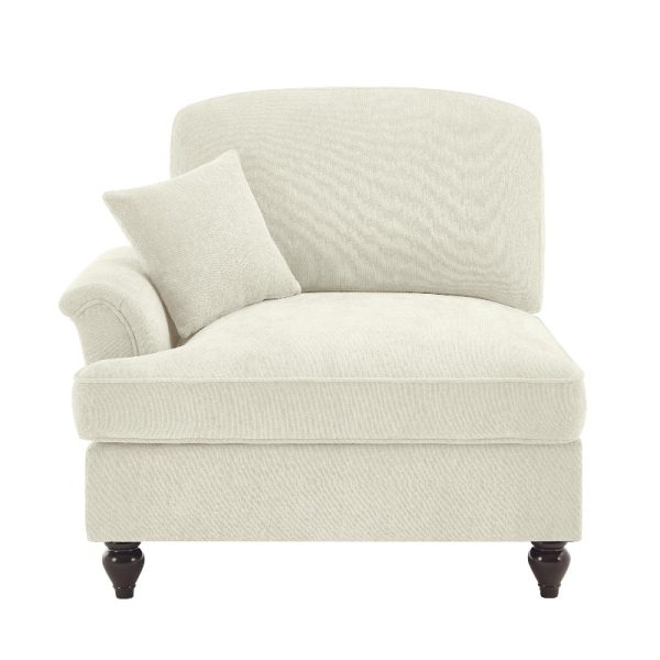 product-open-e1524187e11341c19ce74ad118627ead-goods Sofa Lsf Chenille W/1 Pillow -Beige White, Comfortable Backrest Sofa, Modern Minimalist Style, Suitable for Bedroom, Office, Dorm and Living Room, Easy to Clean, Easy to Install