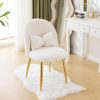 product-open-e18a6742ded44dcfa397c5be9334f85c-goods Girls Vanity Chair with Backrest, Small Lounge Chair Without Wheels, Comfy Chair with Bow Cushions, Makeup Chair with Adjustable Golden Legs, Comfortable Chair for Bedroom, Living Room, Small Space