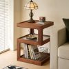 A Bedside Table That Doesn't Require Assembly Bedside Table, Walnut Wood Nightstand, Small Bedside Table with Open Compartment, Tempered Glass Top, Modern End Table for Bedroom & Living Room Furniture