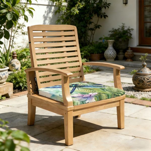 product-open-e1e12ef293cb4e7a8ae977b4b15b9a7c-goods 1pc Silent Winged Dragonfly Pattern Courtyard Chair Seat Cushion, Indoor And Outdoor Seat Cushions, Back Cushions, Size 19.7*17.7*1.57inch, Suitable for Garden Chairs, Office Chairs And Floor Seats. Soft And Comfortable