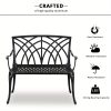 product-open-e255cf9f319b4488a56b681c5a40c0f2-goods Extra Wide 38 Inch Outdoor Bench Orchid Curve Back Ergonomic Design Patio Villa Aluminum Bench Aviation Aluminum Anti Rust Anti Slip Anti Side Tip Garden Deck Porch Chairs
