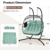 product-open-e2d662b837434770903692c233c5c8d8-goods 2 Person Hanging Egg Chair with Stand, Outdoor Wicker Swing Chair with Cushion, Heavy Duty Loveseat Chair for Patio Balcony Bedroom