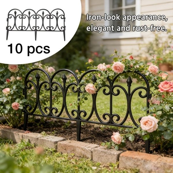 4/10pcs Pack, Decorating Garden Fences And Borders, Heavy-Duty Plastic Outdoor Landscape Grids with End, Suitable for Outside Courtyards, Yards, Flower Beds, Etc., Easy to Install Fence Boards for Animal Barriers, Courtyard Decoration