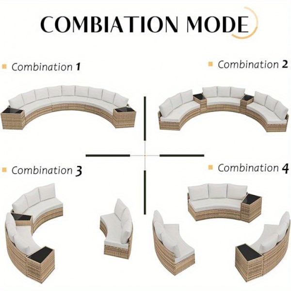 product-open-e34b0f33e2424b9aa11a26e6e1f283a7-goods Patio Furniture Set 3-Seater/9-Seater Half Moon Sectional Outdoor Sofa with Cushions And Wedge Table for Patio Pool Balcony
