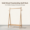 product-open-e3af562f983843d7b33bc31f948b538d-goods Solid Wood Quilt Rack with Bottom Storage Shelf - Modern Space-Saving Bed Frame Suitable for Home, Durable, Assembly Bedside Shelf Furniture, Rubberwood Bed Storage for Small Spaces (No Shelf Assembly)