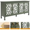 Modern Freestanding Buffet Credenza with Mirror & Storage - Adjustable Shelf Cabinet Suitable for Living Room, Dining Room, Entryway - Elegant Panel Doors & Tall -Standing Furniture