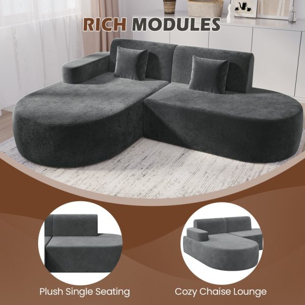 product-open-e4ff86d9738d4b399df721fba2e6b313-goods Modern L-Shaped Sectional Sofa with Chaise Lounge - Deep Seat Corner Couch, Boneless Cushion Design & Plush Sponge-Filled, Gray/Black/Beige/Green, Easy Assembly Contemporary Living Room & Bedroom Furniture, Space-Saving Modular Sofa for Apartments &