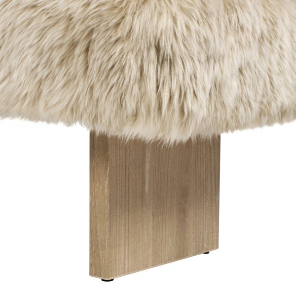 product-open-e515a5516a0241dab90860a609623308-goods Leda 49' Retro Natural Blonde Sheepskin Fur Bench - Genuine Fur Rectangular Accent Suitable for, Entryway,, Minimalist Scandinavian & Decor, Furniture