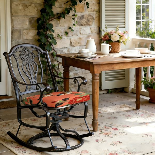 product-open-e5f3584ffd584629822bdaabdb773c8c-goods 1pc New Chinese-Style Meticulous Flower-And-Bird Paintings Pattern Leisure Seat Cushions, Indoor And Outdoor Seat Cushions, Back Cushions, Size 19.7 X 17.7 X 1.57 Inches, Suitable for Garden Chairs