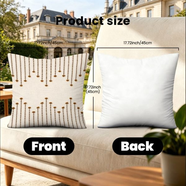 product-open-e61f0f1a2e8f4ea5b71ac06e37819d96-goods 18x18 Inches Outdoor Patio Throw Pillow Cover, Delicate Vertical Striped Small Brown Motif Decorative Pillow Case, Great Spring Season Accent for Gardening, Perfect Housewarming & Holiday Gift for Family & Friend