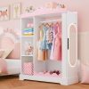 product-open-e68a774262ac40bf8830041f96d994f1-goods Kids Armoire with Jewelry Cabinet, Dress up Storage with Mirror and Shelves, Princess Dress Closet and Costumes Wardrobe Closet, Costume Organizer for Bedroom, Kids Room, Girls