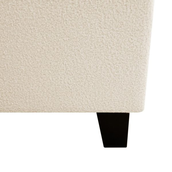 product-open-e730b42b72334690963f0551d48dd510-goods Twin Size Bed Frame with 49. 21"High Back Upholstered Headboard and 27. 17" High Footboard, Teddy Velvet, 12 Slat Support, Solid Wood Feet, No Box Spring Needed White
