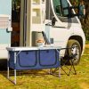 product-open-e7413af993a54316b022a03acfed02be-goods Bonnlo 4ft Folding Table with Storage Aluminum Camping Picnic Table Adjustable Height for Outdoor Beach BBQ Backyards Travel Party Garden Patio Folding Dining Table Black/ White Foldable Table Camping Gear and Equipment