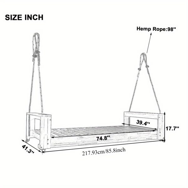 product-open-e745fdfa5ae041b693c36e084ea0f0f0-goods Garden seating. Swing chair. Double-sized porch swing bed seating set with hemp rope swing frame, suitable for gardens and backyards. Minimalist rustic style, ideal for courtyards and gardens. Mattress sold separately.