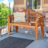 product-open-e76915fdd9d54fd5b11b76f26cc5c76d-goods PETSITE Patiojoy 49" Garden Folding Bench Eucalyptus Wood Backrest Armrest Patio Outdoor