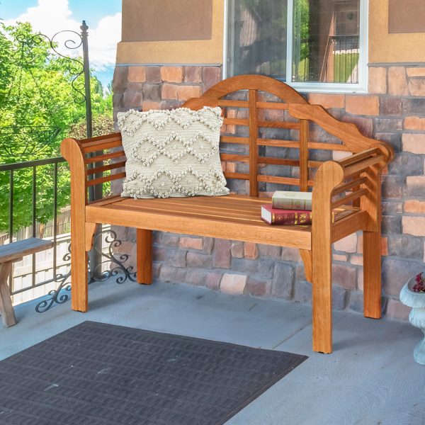 product-open-e76915fdd9d54fd5b11b76f26cc5c76d-goods PETSITE Patiojoy 49" Garden Folding Bench Eucalyptus Wood Backrest Armrest Patio Outdoor