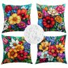 4pcs Set Vibrant Floral Print Outdoor Patio Sofa Cushions - Zippered Design, Machine Washable, Suitable for Summer Leisure and Seaside Decor, Outdoor Sofa Accessories | Vibrant Sofa Accents | Durable Outdoor Fabric