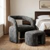 1pc Modern Accent Living Room Chair Set with One Ottoman, Upholstered Barrel Sherpa Lounge Side Chair, Comfy Side Reading Reclining Chair for Living Room, Bedroom, Apartment, Reading Room, Office