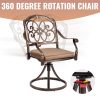 9pcs Cast Aluminum Outdoor Patio Dining Set - Ornate Scrollwork Design, Weather-Resistant Rust-Proof Frame, Square Table & 6 Cushioned Chairs, Suitable for Garden, Backyard & Poolside