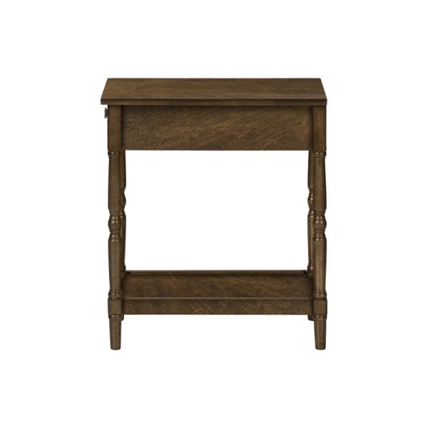 product-open-e8bcf78f9ba94600b0b896d4463fc053-goods Accent Table 2 Tier End Side Table Nightstand Bedroom Narrow Lamp Storage Drawer Brown Veneer Traditional
