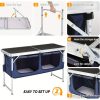 product-open-e951ca74ef714d79b60cb81b02bf8ce8-goods Bonnlo 4ft Folding Table with Storage Aluminum Camping Picnic Table Adjustable Height for Outdoor Beach BBQ Backyards Travel Party Garden Patio Folding Dining Table Black/ White Foldable Table Camping Gear and Equipment