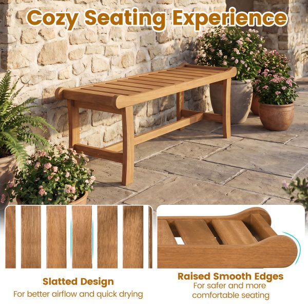 product-open-e96e156aafcf4e47a251bf0723d01dd3-goods 2pcs 41.5-Inch Outdoor Wood Bench Set, 2-Person Backless Patio Dining Bench with Slatted Seat And Raised Edges, 530 Lbs Weight Capacity, Rustic Loveseat for Entryway And Living Room