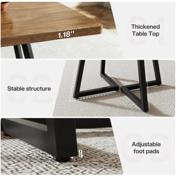 product-open-e98d8a1fa50a4ea1b7a07bb1879ae2df-goods 31.5' Square Conference Table, Industrial Office Meeting Table for 4 People, Business Podcast Furniture with Metal Base for Small Spaces, Office Conference, Natural