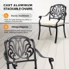 [2pcs Set] Antique Bronze Black Cast Aluminum Rustproof Outdoor Lounge Chair Classical Patio Park Single Chair Set Lightweight and Durable Iron Furniture Set