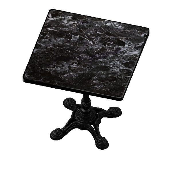 Marble-Look Sintered Stone Square Table - Heavy-Duty Cast Iron Base for Bistro, Cafe, Bar And Home Use