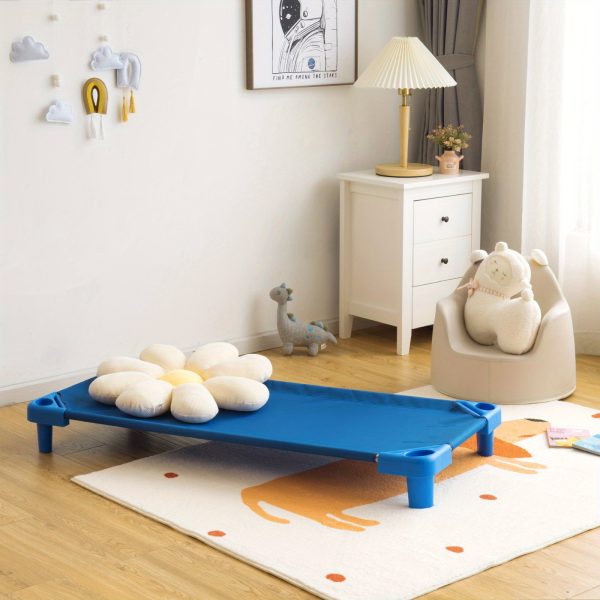 product-open-ea48b7ad13844b128b5993a1ae0a47a4-goods COSTWAY Heavy-Duty Stackable Daycare Cot - Preschool Naptime Rest Mat with Easy-Lift Corners & Detachable Oxford Fabric, Space-Saving Design, Standard Size for Daycares - 6-Pack, Blue, Cot for, Daycare Essentials, Playful Design, Durable Construction, Daycare Furniture, Parents And Caregivers