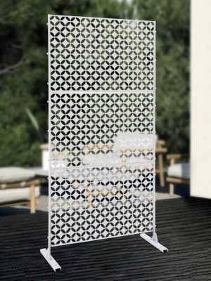 Standalone Decorative Privacy Screens for Outdoor And Indoor Use, Suitable for Patios, Decks, Balconies, Porches, Living Rooms, And Bedrooms (White-Coin)