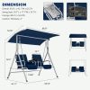 product-open-ea9a9776d3104f439933d6944c6ecc32-goods 2-Seat Patio Porch Swing with Stand, Outdoor Swing Chair with Adjustable Canopy & Cup Holders for Backyard, Garden & Deck