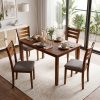 product-open-eab51922976e48a6ad8c9213e1f08847-goods 5pcs Compact Dining Table Set for 4 with Solid Rubber Wood Frame & Linen Upholstered Chairs - Space-Saving Rectangular Kitchen Table Suitable for Small Apartments, Breakfast Nook, Modern Farmhouse or Minimalist Furniture,