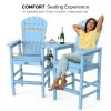 product-open-eb310dd972cb4fe2b4310ac2fb0f03ce-goods 2pcs High-legged Adirondack Chair Set, All-weather High-density Polyethylene (HDPE) Bar Stool, Outdoor Chair with Double Tray and Parasol Opening, Suitable for Balconies, Poolside, Backyards, and Patios.